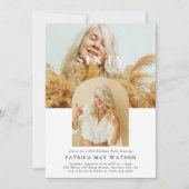 写スタイリッシュミニマル真60誕生日 招待状 (正面)