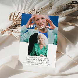 写スタイリッシュミニマル真70誕生日 招待状