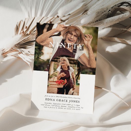 写スタイリッシュミニマル真90誕生日 招待状