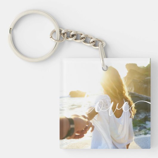 写パーソナライズされた真とスクリプトの文字 キーホルダー (正面)