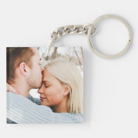 写パーソナライズされた真とスクリプトの文字 キーホルダー (裏面)