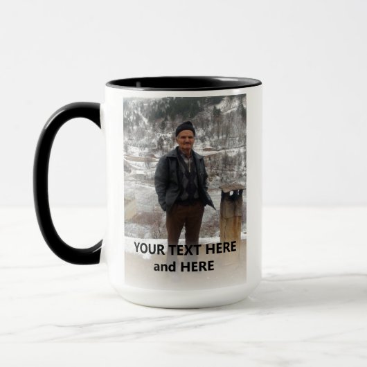 写パーソナライズされた真と文字 コーヒーマグカップ (左)