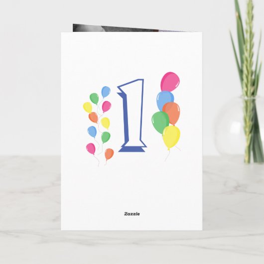 写パーソナライズされた真アップロード1歳の誕生日 カード (裏面)