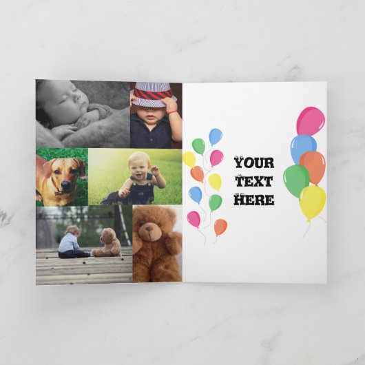 写パーソナライズされた真アップロード1歳の誕生日 カード (内部)