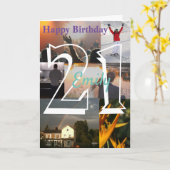 写パーソナライズされた真アップロード21歳の誕生日 カード (黄色い花)