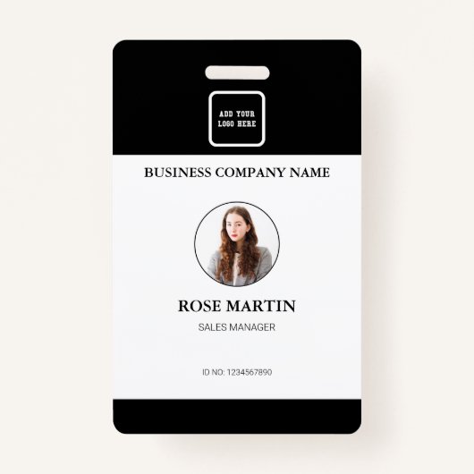 写パーソナライズされた真会社の社員ID バッジ (正面)