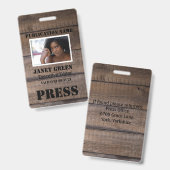 写パーソナライズされた真記素朴者のパス·プレス バッジ (正面＆裏面)