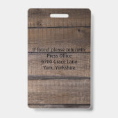 写パーソナライズされた真記素朴者のパス·プレス バッジ (裏面)