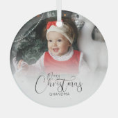 写パーソナライズされた真 |クリスマスツリー ガラスオーナメント (正面)