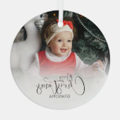 写パーソナライズされた真 |クリスマスツリー ガラスオーナメント (裏面)