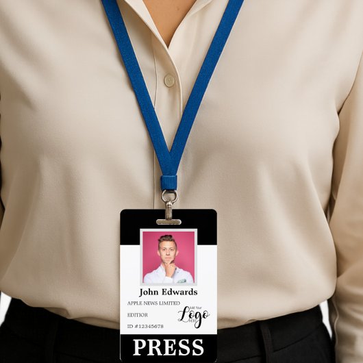 写パーソナライズされた真IDとロゴジャーナリストのPress Pass バッジ
