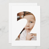 写モダンミニマル真番号2誕生日 招待状 (正面/裏面)