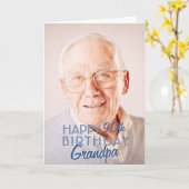 写モダン真じいちゃんハッピーバースデー挨拶 カード (黄色い花)