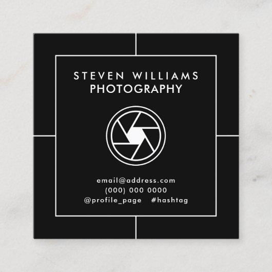 写モダン真とビデオのフレーム  スクエア名刺 (正面)