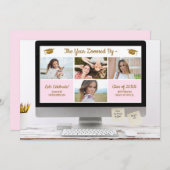 写モダン真コラージュおもしろい卒業パーティー 招待状 (正面/裏面)