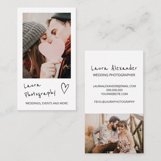 写モダン真スクリプト2写真コラージュ 名刺 (正面/裏面)