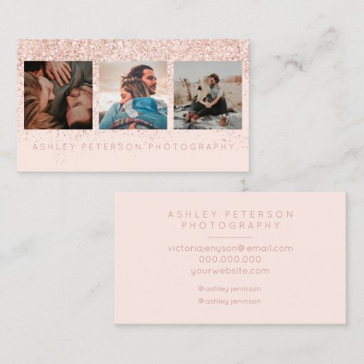 写モダン真バラ金ゴールドタイポグラフィ 名刺 (正面/裏面)