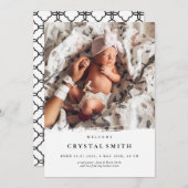 写モダン真出産の告知 |ベビーフォトカード 招待状 (正面/裏面)