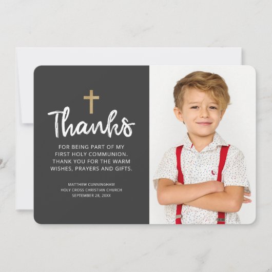 写モダン真金ゴールドクロス サンキューカード (正面)