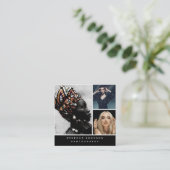 写モダン真3枚QRコードソーシャルメディア スクエア名刺 (スタンド正面)