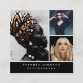 写モダン真3枚QRコードソーシャルメディア スクエア名刺 (正面)