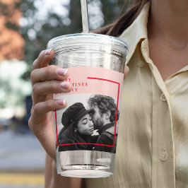 写モダン真 |赤とピンクのハッピーバレンタインデー アクリルタンブラー