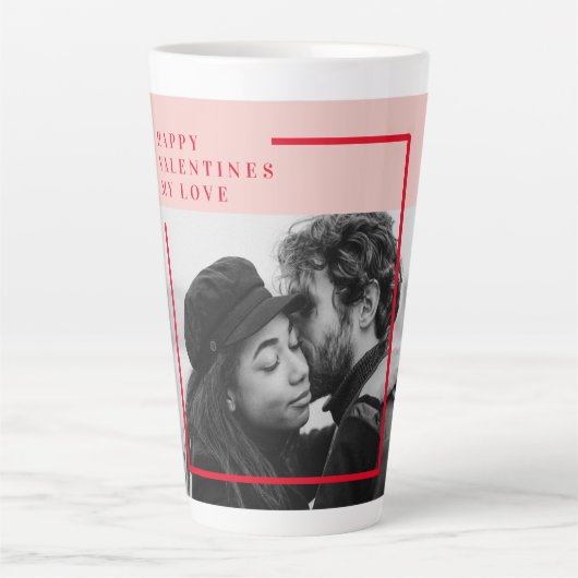写モダン真 |赤とピンクのハッピーバレンタインデー カフェラテマグ (正面)