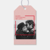 写モダン真 |赤とピンクのハッピーバレンタインデー ギフトタグ (正面)