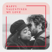 写モダン真 |赤とピンクのハッピーバレンタインデー スクエアシール (正面)