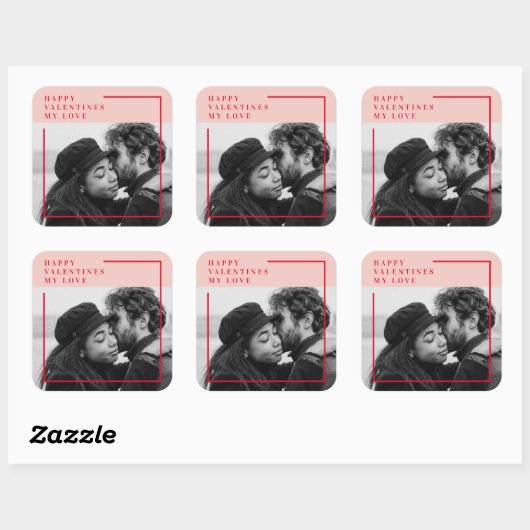 写モダン真 |赤とピンクのハッピーバレンタインデー スクエアシール (シート)