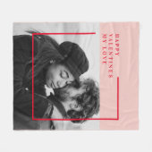 写モダン真 |赤とピンクのハッピーバレンタインデー フリースブランケット (正面(横))