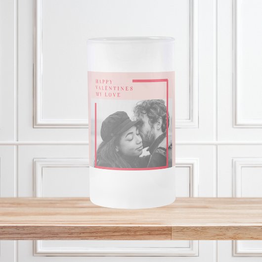 写モダン真 |赤とピンクのハッピーバレンタインデー フロストグラスビールジョッキ