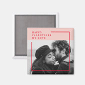 写モダン真 |赤とピンクのハッピーバレンタインデー マグネット (正面/裏面)