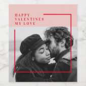 写モダン真 |赤とピンクのハッピーバレンタインデー ワインラベル (シングルラベル)