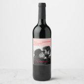 写モダン真 |赤とピンクのハッピーバレンタインデー ワインラベル (正面)