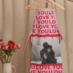 写モダン真 Red & Pink Love You Valentines Gift エプロン