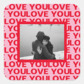 写モダン真 | Red & Pink Love You Valentines Gift スクエアシール (正面)