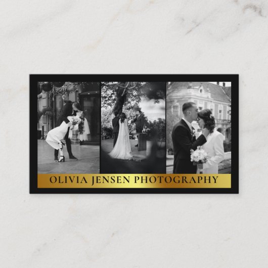 写モダン結婚真の写真コラージュミニマル 名刺 (正面)