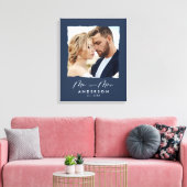 写モダン結婚真パーソナライズされたの夫妻 キャンバスプリント (インサイチュ (リビング))