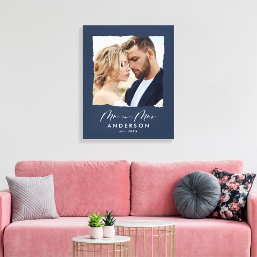 写モダン結婚真パーソナライズされたの夫妻 キャンバスプリント (インサイチュ (リビング))