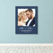 写モダン結婚真パーソナライズされたの夫妻 キャンバスプリント (インサイチュ (ウッドフロア))