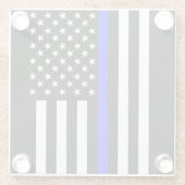 写実的で薄いブルーライン表示米国の旗 ガラスコースター (裏面)