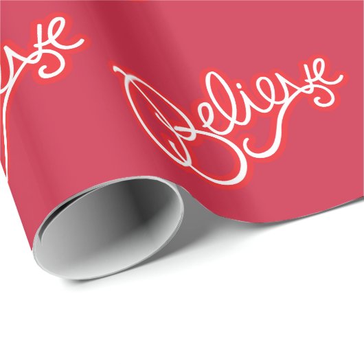 写実的で赤いホワイトクリスマスの包むことを信じて下さい ラッピングペーパー (ロールコーナー)