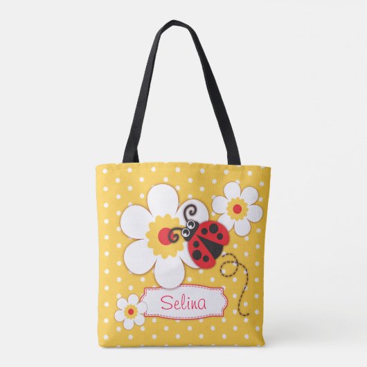 写実的なてんとう虫のフラワー・ガールの一流のトートバック トートバッグ (裏面)