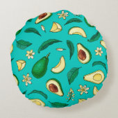 写実的なアボカド。シームレスなパターン。夏のエキゾチック ラウンドクッション (裏面)