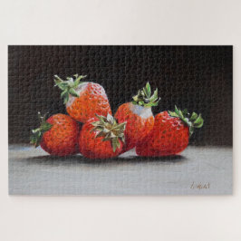 写実的なイチゴの静物油絵 ジグソーパズル