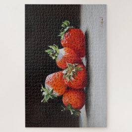 写実的なイチゴの静物油絵 ジグソーパズル