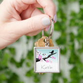 写実的なカスタマイズ可能なすずめの鳥の桜 キーホルダー (手)