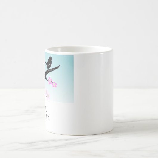 写実的なカスタマイズ可能なすずめの鳥の桜 コーヒーマグカップ (中央)