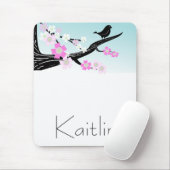 写実的なカスタマイズ可能なすずめの鳥の桜 マウスパッド (マウス)